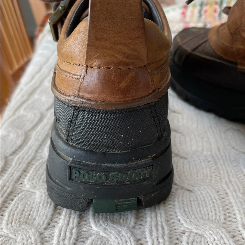 Ralph Lauren Polo Sport Dover III Duck Ankle Boots Two-Tone Brown Leather 7B